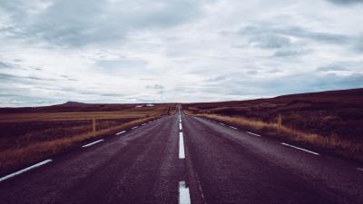 Road marking distance sky horizon 4k wallpaper