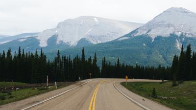 Road marking mountains f 4k wallpaper