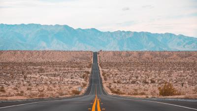 Road marking mountains horizon direction 4k wallpaper