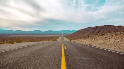 Road marking mountains image 4k wallpaper