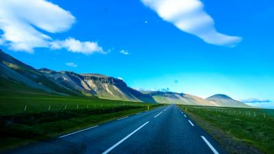 Road marking mountains sky 4k wallpaper