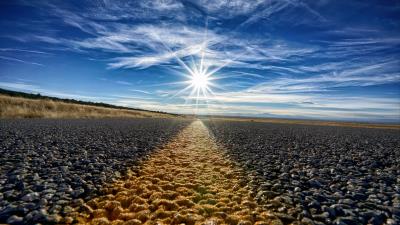 Road marking sunlight 4k wallpaper