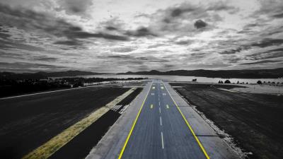 Road markings overcast 4k wallpaper