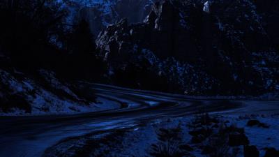 Road mountain night 4k wallpaper