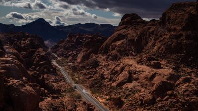 Road mountains aerial view image 4k wallpaper
