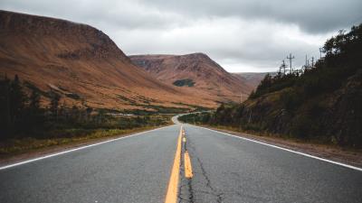 Road mountains marking image 4k wallpaper