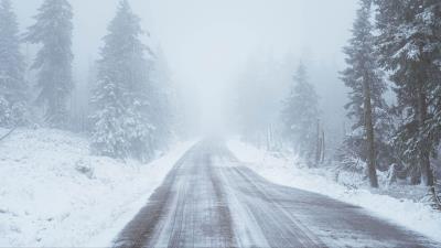 Road snow blizzard 4k wallpaper