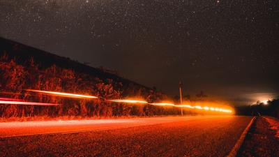 Road starry sky night image 4k wallpaper