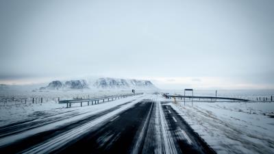 Road winter snow 4k wallpaper