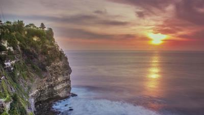 Rock cliff shore 4k wallpaper