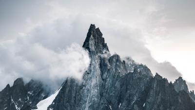 Rock peak snow 4k wallpaper