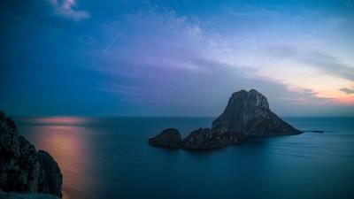 Rock sea evening 4k wallpaper