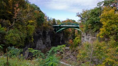 Rocks bridge trees landscape 4k wallpaper