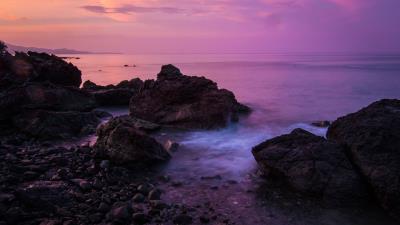 Rocks coast sea e 4k wallpaper