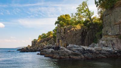 Rocks coast sea h 4k wallpaper