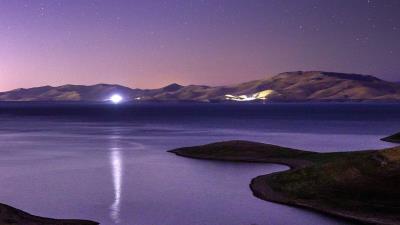 Rocks lake night 4k wallpaper