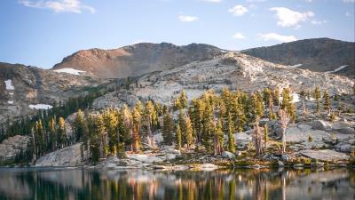 Rocks lake trees image 4k wallpaper