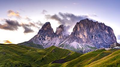 Rocks mountains clouds 4k wallpaper