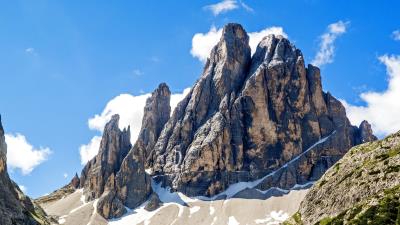 Rocks mountains snowy 4k wallpaper