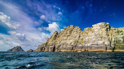 Rocks sea cliff 4k wallpaper