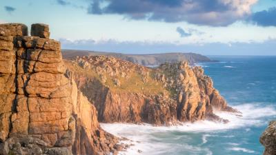 Rocks sea slope 4k wallpaper