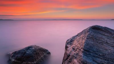 Rocks sea sunset image 4k wallpaper