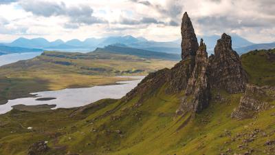 Rocks slope grass 4k wallpaper