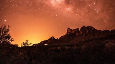 Rocks starry sky stars 4k wallpaper