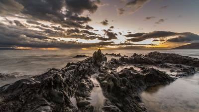 Rocks stones horizon 4k wallpaper