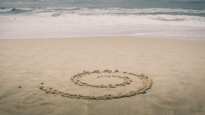 Sand beach sea 4k wallpaper