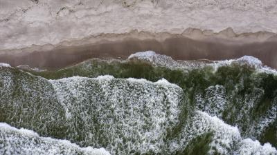 Sea aerial view sand 4k wallpaper