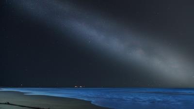 Sea beach night 4k wallpaper