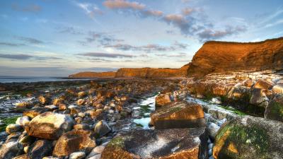 Sea beach rocks landscap 4k wallpaper
