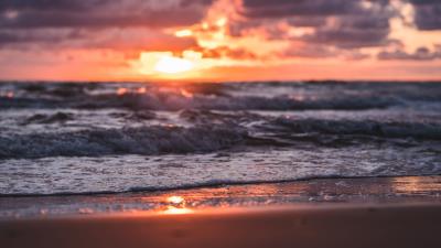 Sea beach sunset gg 4k wallpaper