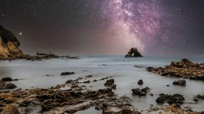 Sea coast rocks 4k wallpaper