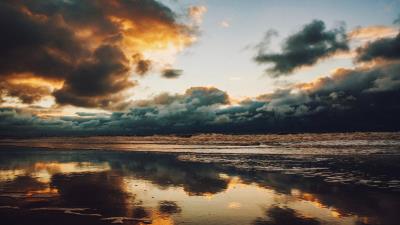 Sea horizon clouds image 4k wallpaper