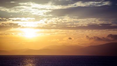 Sea horizon sunset gg 4k wallpaper