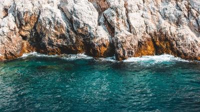 Sea rock coast 4k wallpaper