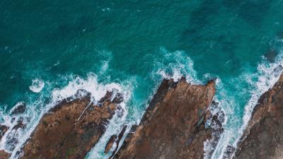Sea rocks aerial view image 4k wallpaper