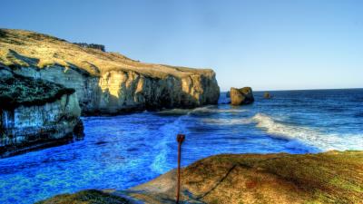 Sea rocks beach landscape hdr 4k wallpaper