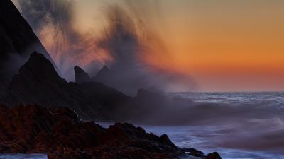 Sea rocks surf image 4k wallpaper