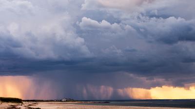 Sea shore clouds sky 4k wallpaper