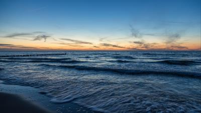 Sea shore waves sky 4k wallpaper