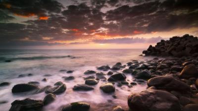 Sea stones horizon 4k wallpaper