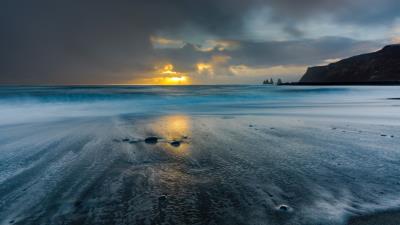 Sea sunset coast 4k wallpaper