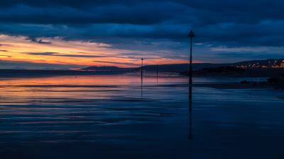 Sea sunset twilight 4k wallpaper