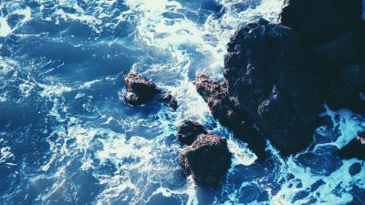 Sea surf reefs rocks 4k wallpaper