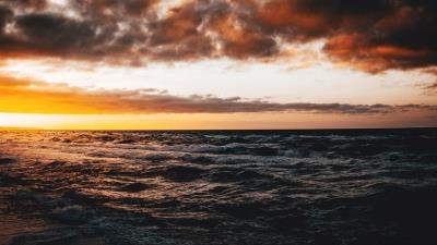 Sea waves sunset 4k wallpaper