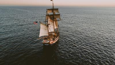 Ship sail ocean 4k wallpaper
