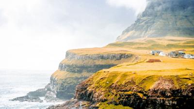 Shore cliff plain 4k wallpaper